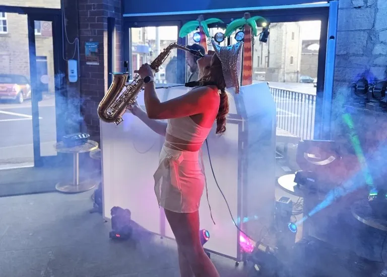 Alice Sax performing at an event