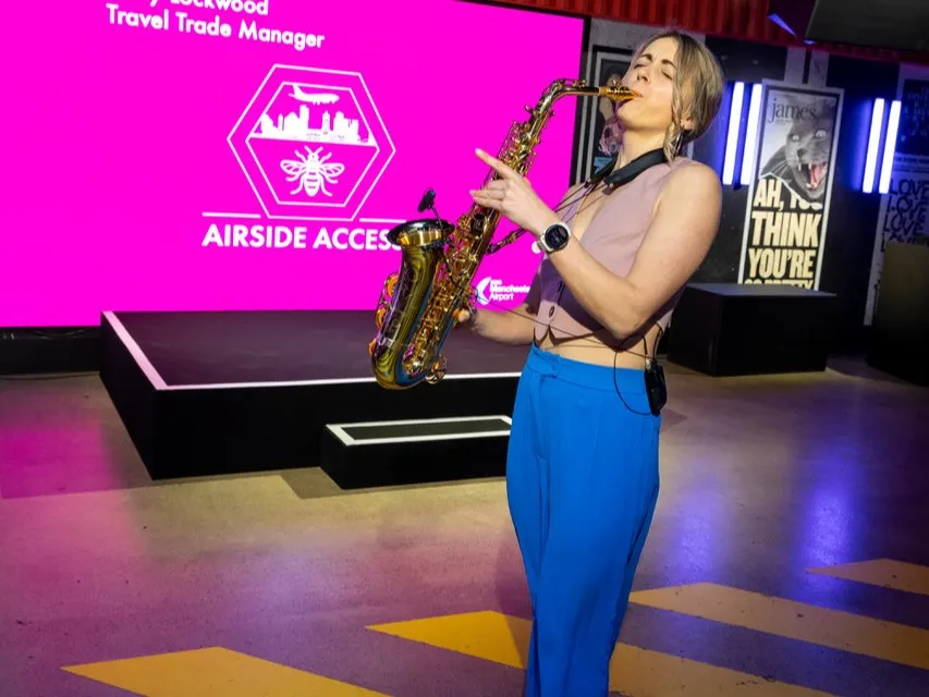 Alice Sax performing at an event