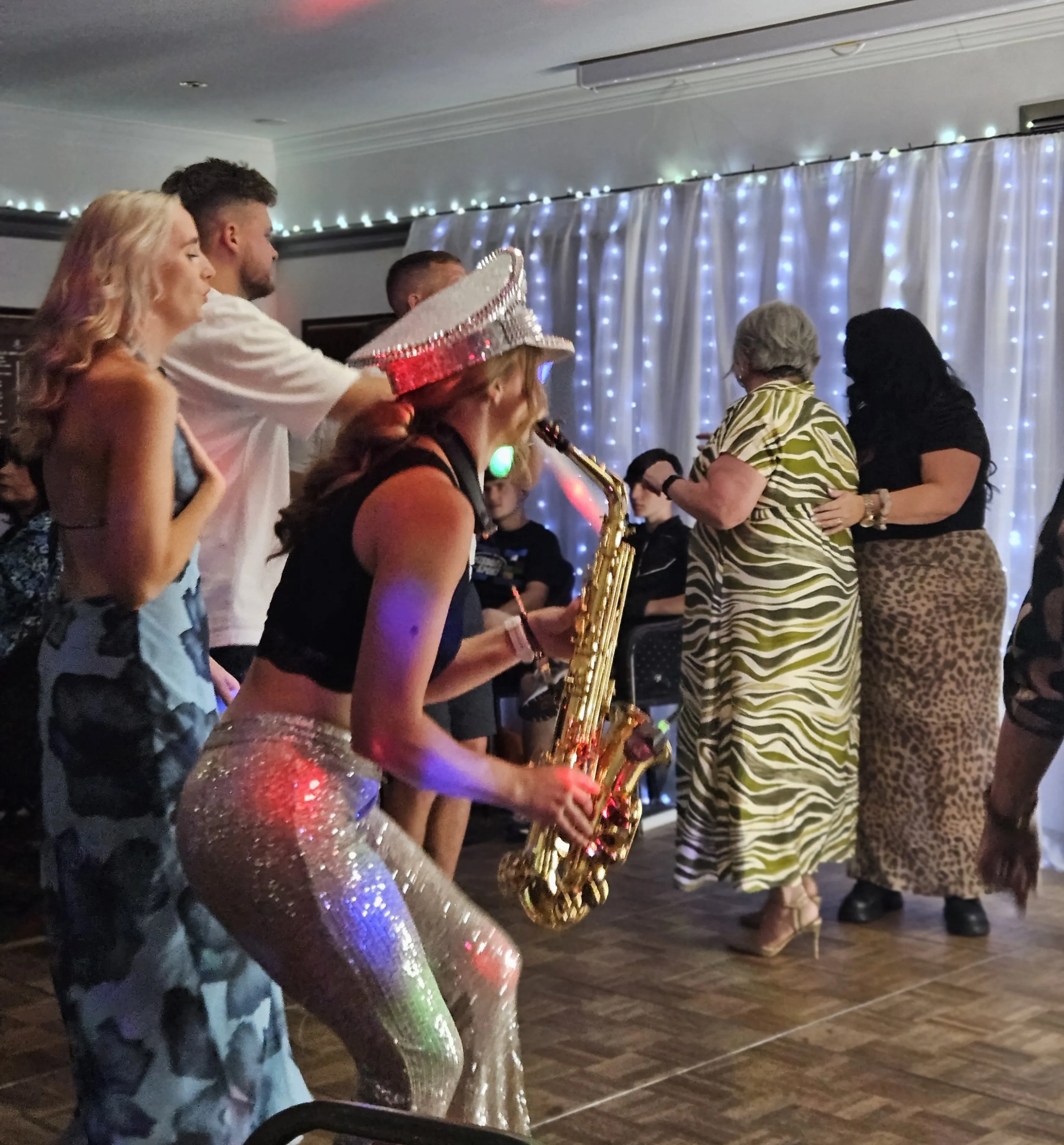 Alice Sax performing at an event