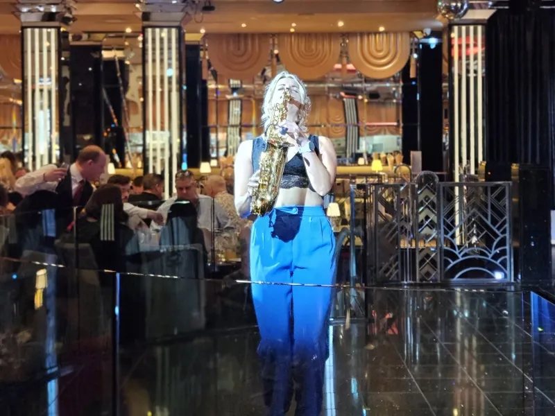 Alice Sax performing at an event