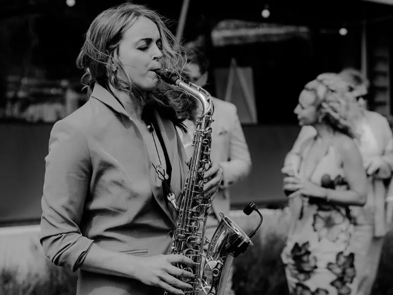 Alice Sax performing at an event