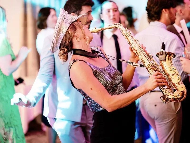 Saxophone player peforming at The Coniston Hotel